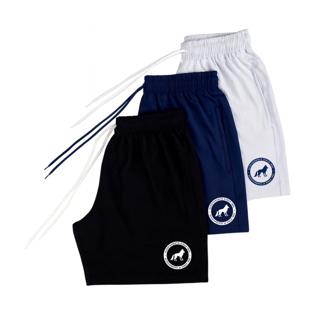 KIT 3 SHORT ACOSTAMENTO BÁSICO BERMUDA TACTEL ELASTANO DRY FIT VERÃO LEVE LOBO