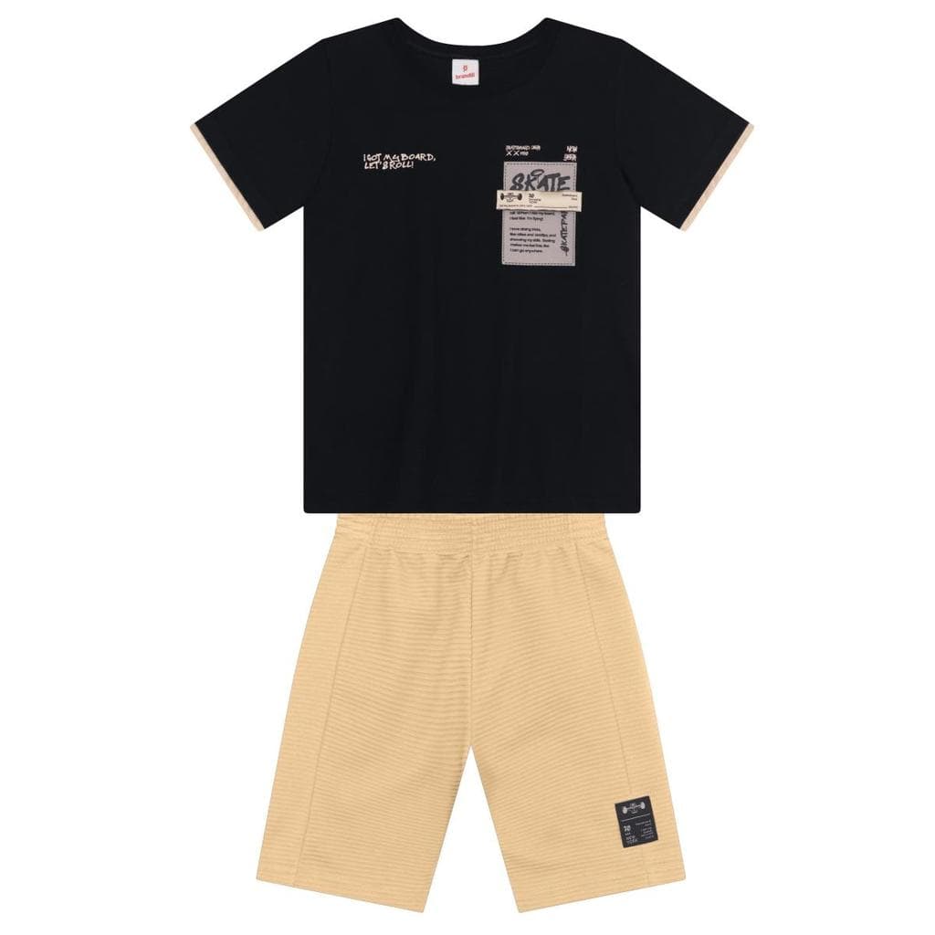 Conjunto infantil menino em malha de skate Brandili