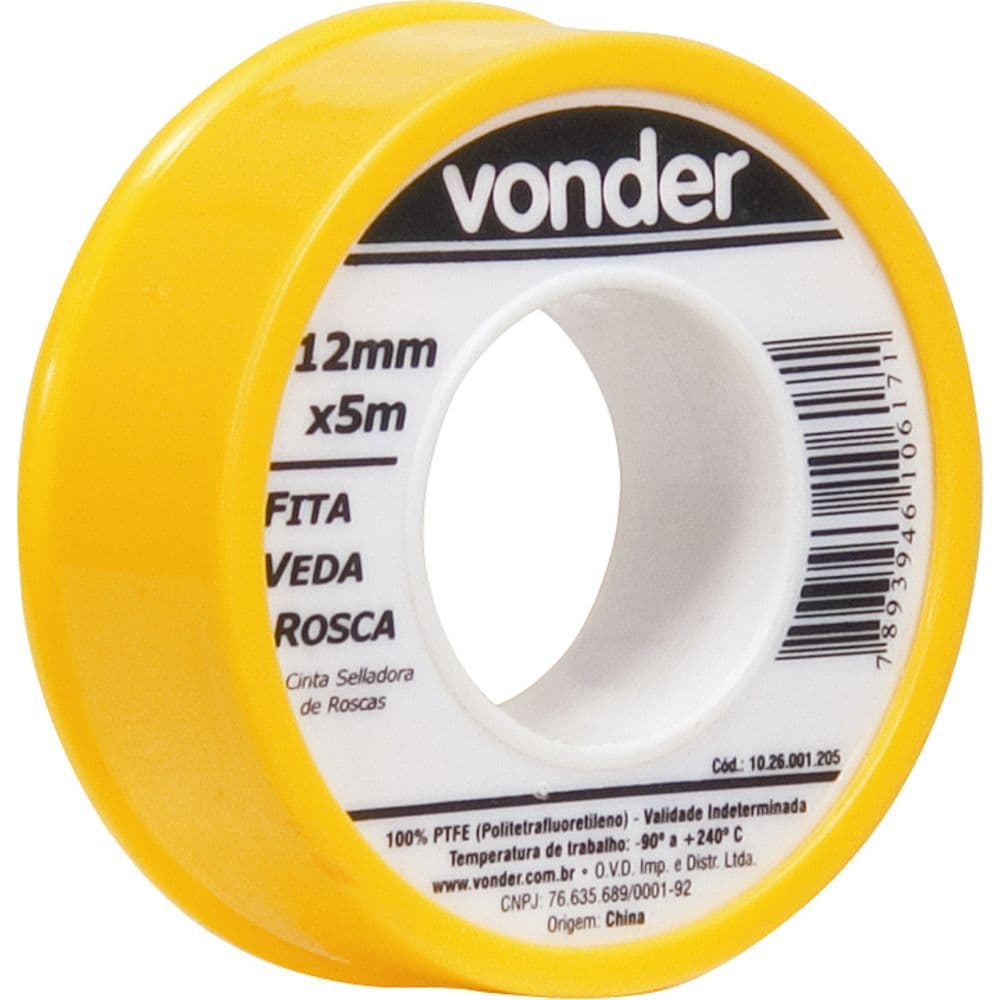 Fita Veda Rosca 12mmx5m Ptfe Teflon Vonder