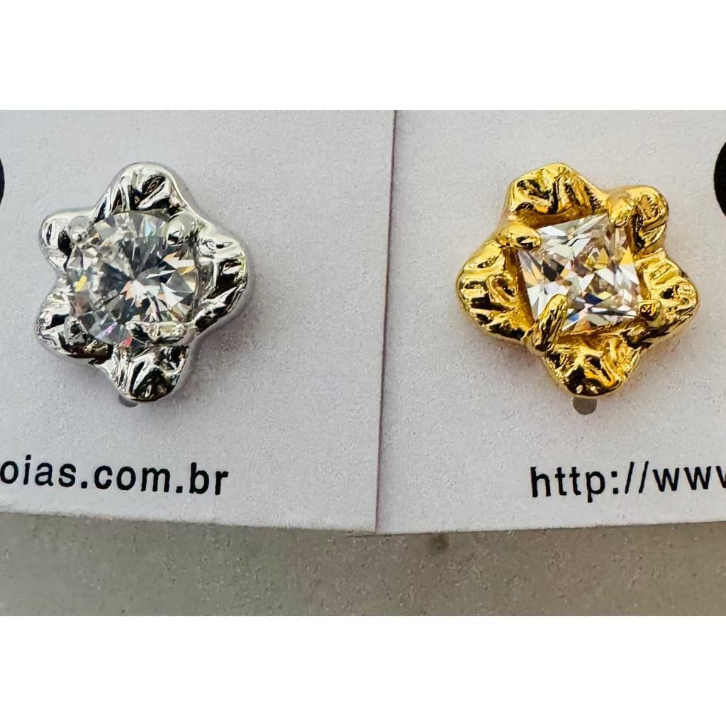 Brinco  67# Feminino Casual Dourado Prata Blogueira Brilhante Zircônia Elegante