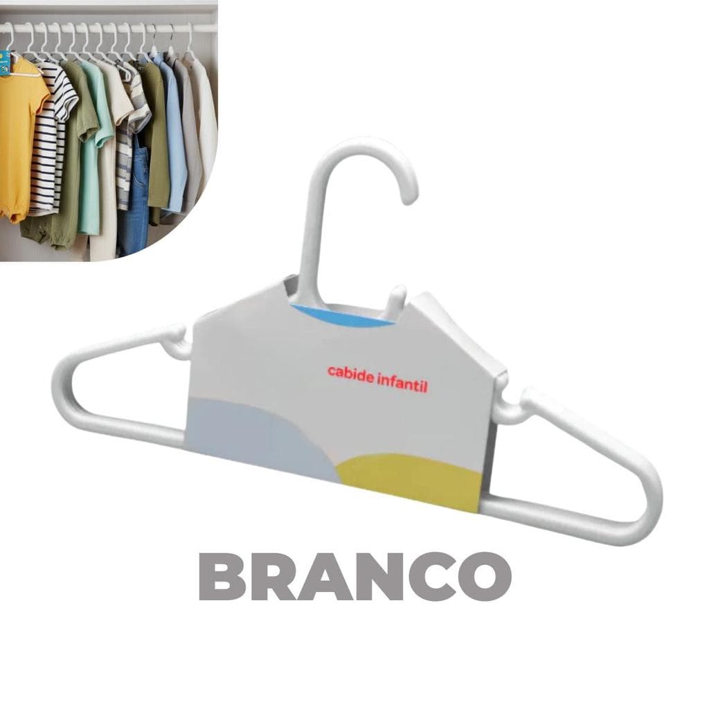 Kit 25 Cabide Infantil Branco Reforçado para Roupas de Bebê Prático e Resistente
