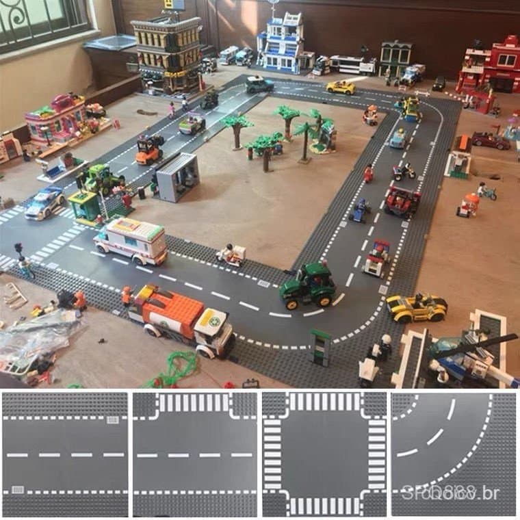 Base De Blocos De Construção Compatível Com/Partículas Pequenas Para Estradas/Cidade/Rua/Vista/Montado/Brinquedos E