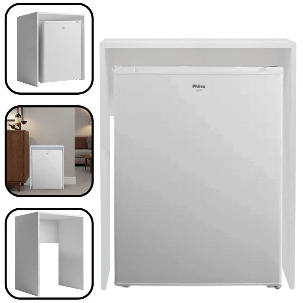 Nicho Aparador Para Frigobar Adega Multiuso Mdf Branco 68x55x52cm
