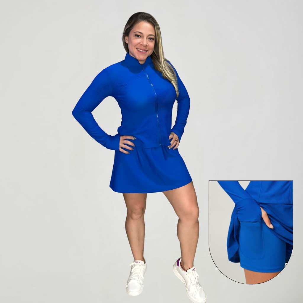 Conjunto Casaco E Short Saia Poliamida Premium Academia
