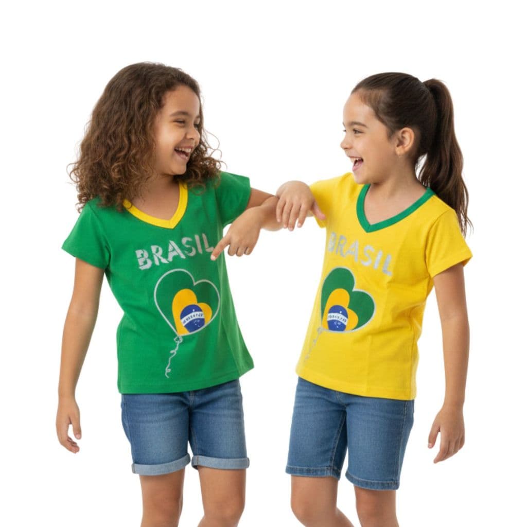 Baby Look Camiseta Brasil Patria Coração Verde Amarelo - 2493
