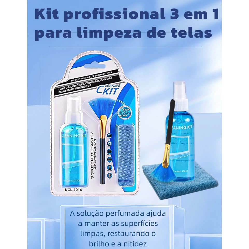 Limpeza De Tela Lcd Com Solução, Pano E Escova sem Manchar para TVs celulares câmeras etc KCL1016