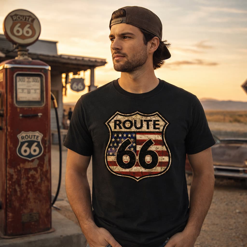 Camiseta Masculina Route 66 100% Algodão Varias Cores
