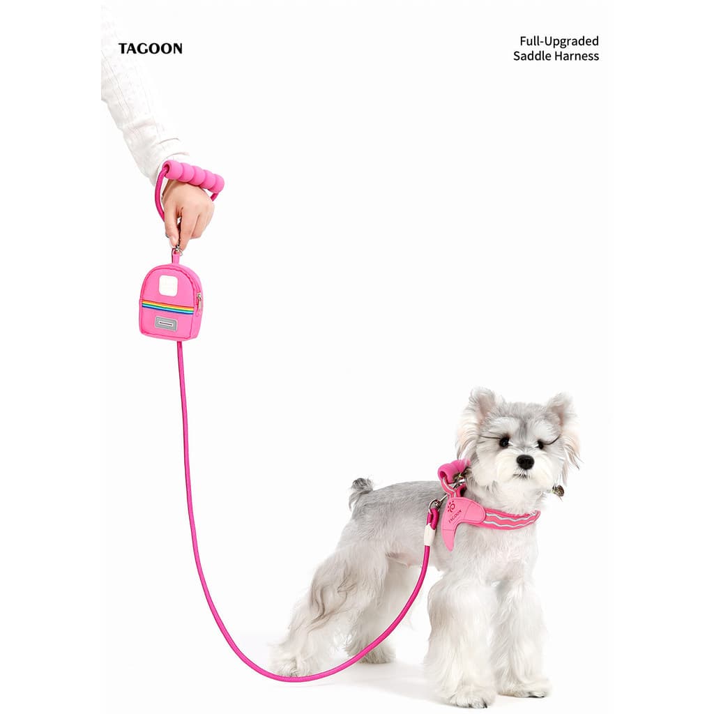 [1,5m] Nova Coleira para Cães Pequenos e de Médio Porte, Coleira de Algodão Bolha, Mochila Pequena em Cores Vibrantes, P