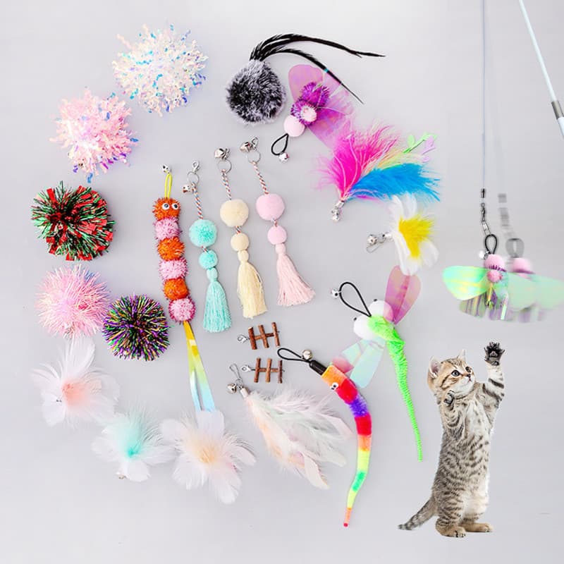 Brinquedo para gatos, brinquedo para gatos, vara de substituição, cabeça, lagarta, borboleta, libélula, brinquedo para g