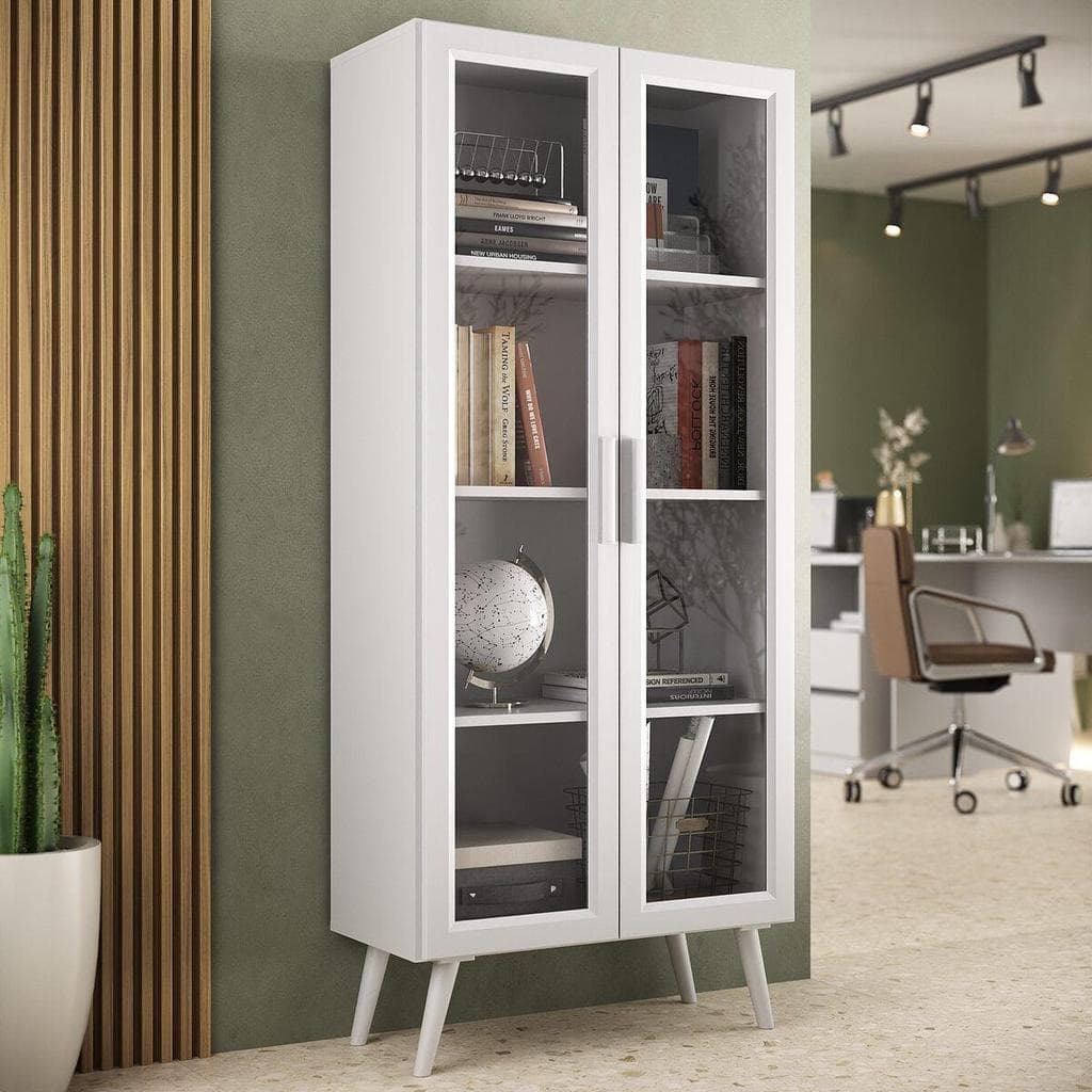 Armário de Escritório 68cm 2 Portas com Vidro Retrô Urban Multimóveis MP6039