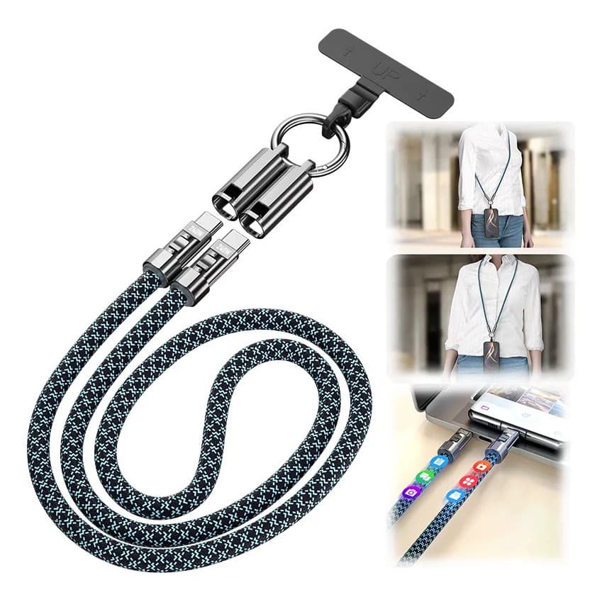 Cordão Para Celular E Cabo Carregador Tipo C 240w Anti Perda