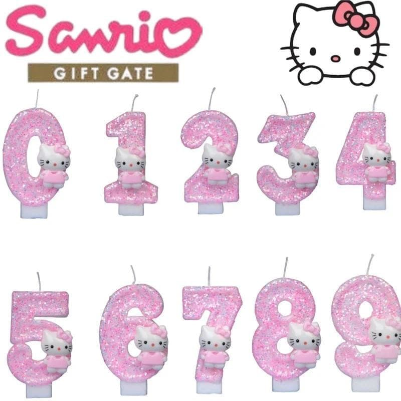 Sanrio Hello Kitty Vela Digital Bolo De Aniversário Ornamento Gato Bonito Crianças Plug-In Presente De Festa