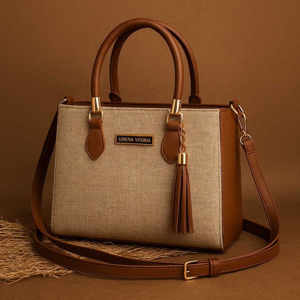 Bolsa Feminina Palha Chic Alça Dupla Mão e Transversal)
