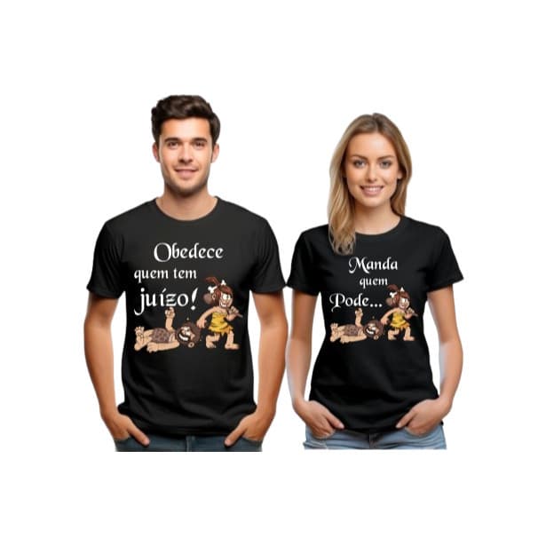 Kit Camiseta Casal Namorados manda quem Pode100% Algodão