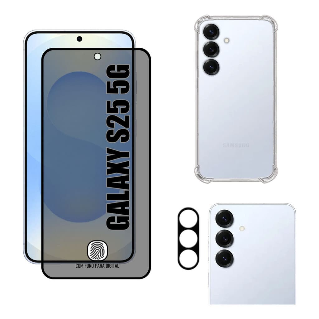 Kit Para S25 5g - Película Privativa 3d + Capa + Câmera