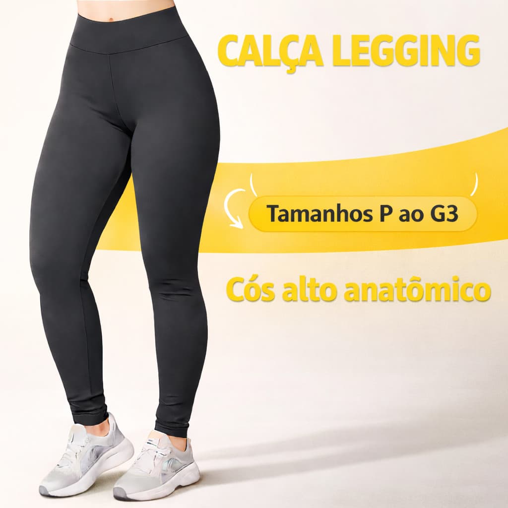Calça Legging Feminina Cintura Alta Suplex Academia Fitness Cós Alto P ao G3