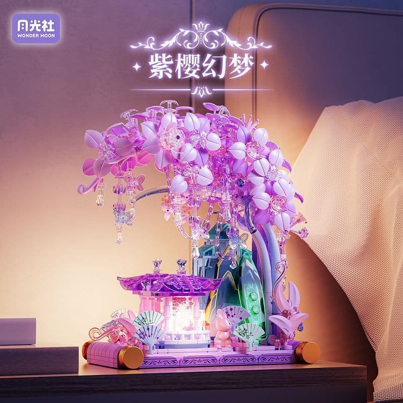 Blocos de construção flor de cerejeira casa na árvore apanhador de sonhos pingente educacional montagem brinquedo presen