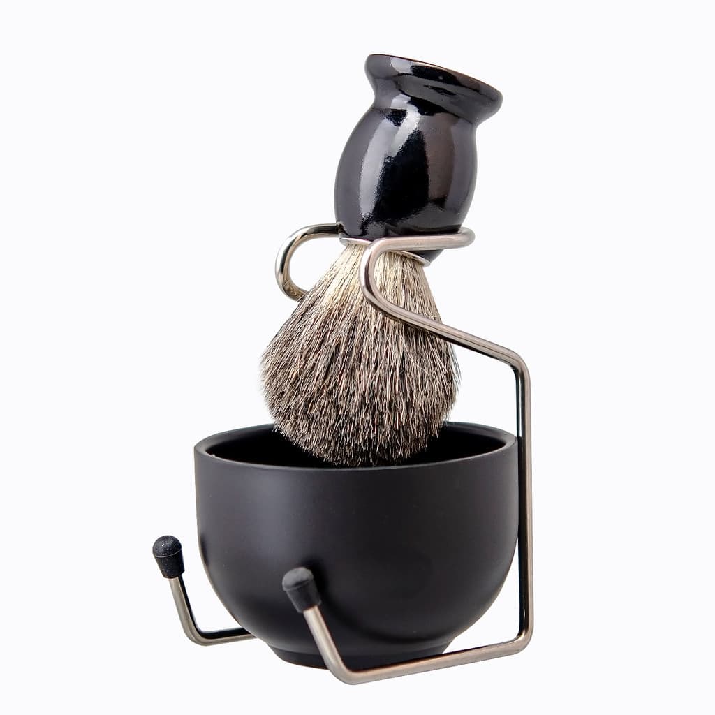ZY Manual escova de barbear espuma Rack de lavar louça conjunto de três peças limpeza facial barbear barba escova titula