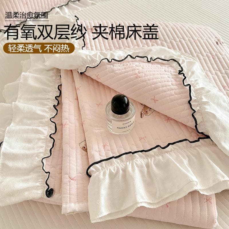 Capa de cama de renda de fio duplo estilo princesa, peça única, quatro estações, Universal, estudante único, Tatami, aco