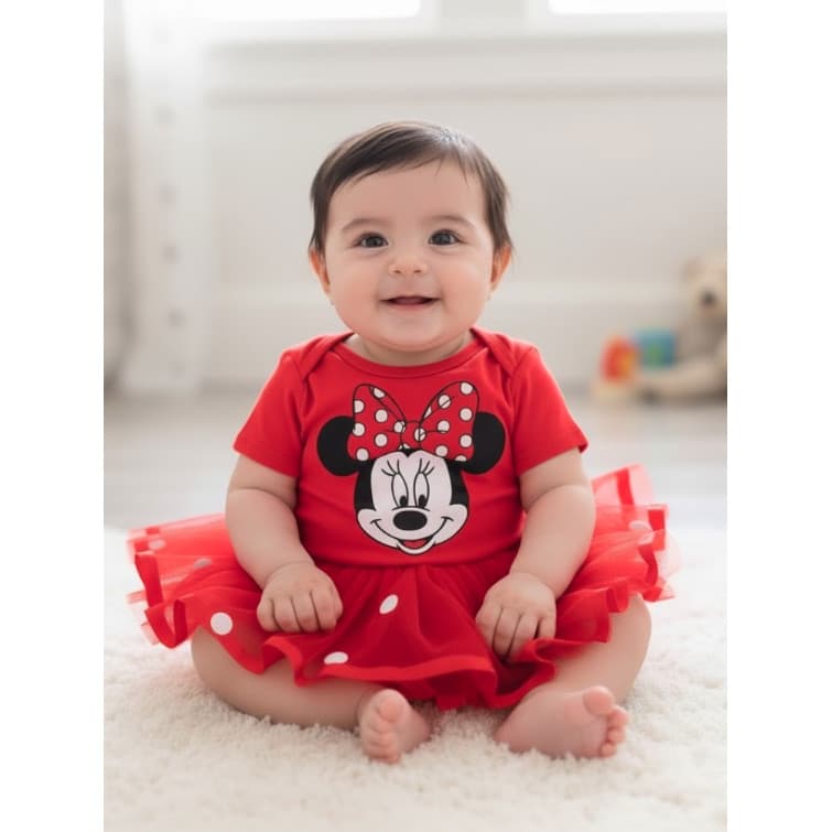 Body Infantil mesversário Menina bebê  - Minnie Vermelha Promoção