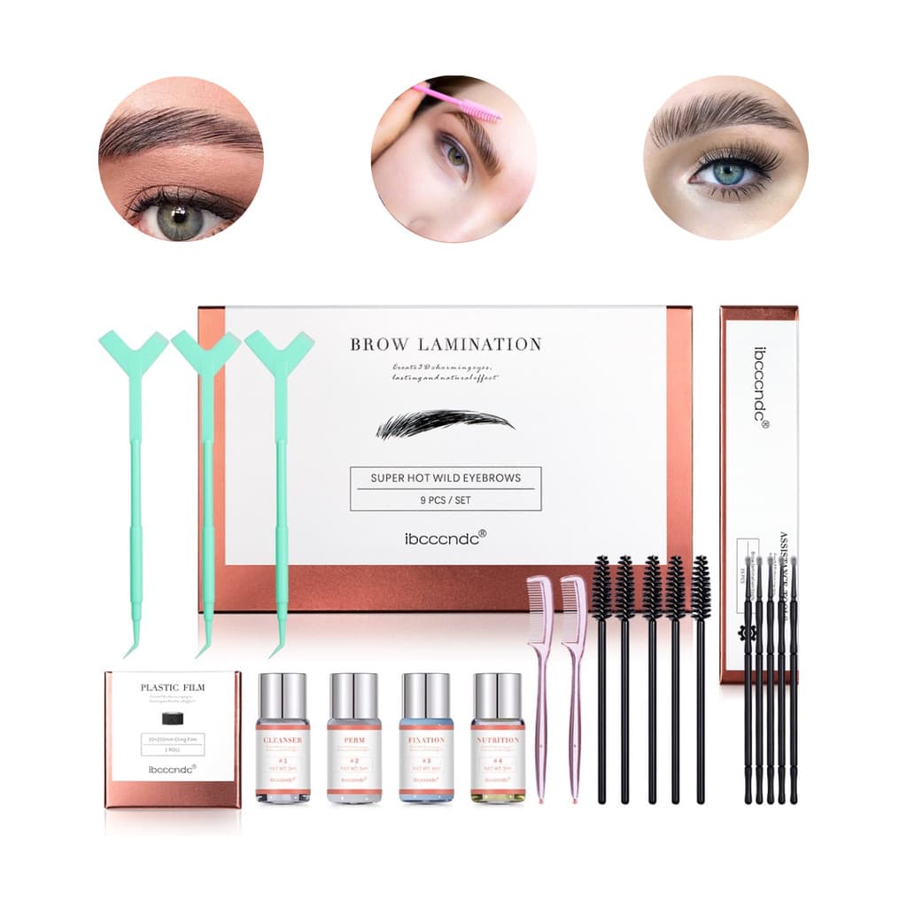 Kit Brow Lamination De Sobrancelhas 9 em 1 Permanente Lifting Fixação Forte Nutrição Profissional ibcccndc