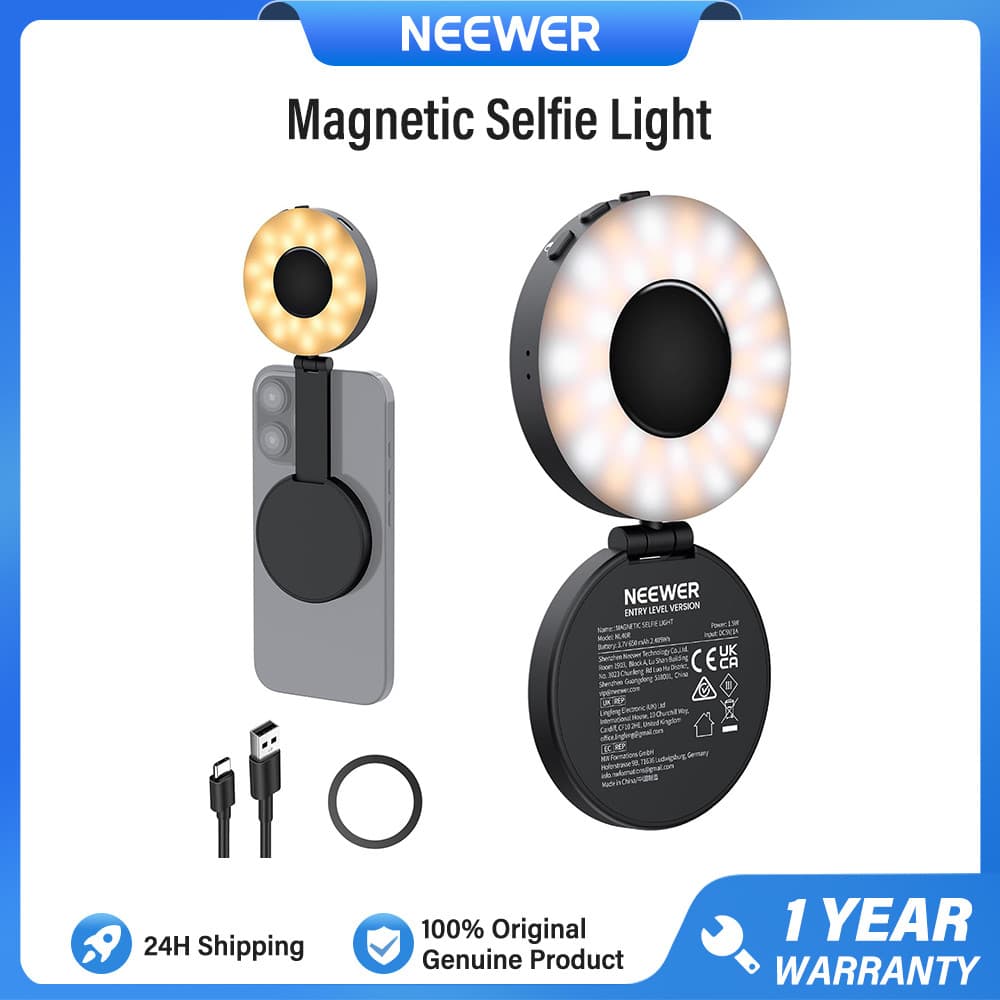 Luz Magnética Para Selfie De Telefone NEEWER , Iluminação De Anel De Preenchimento LED Pequeno Dobrável De 4 Modos , NL4