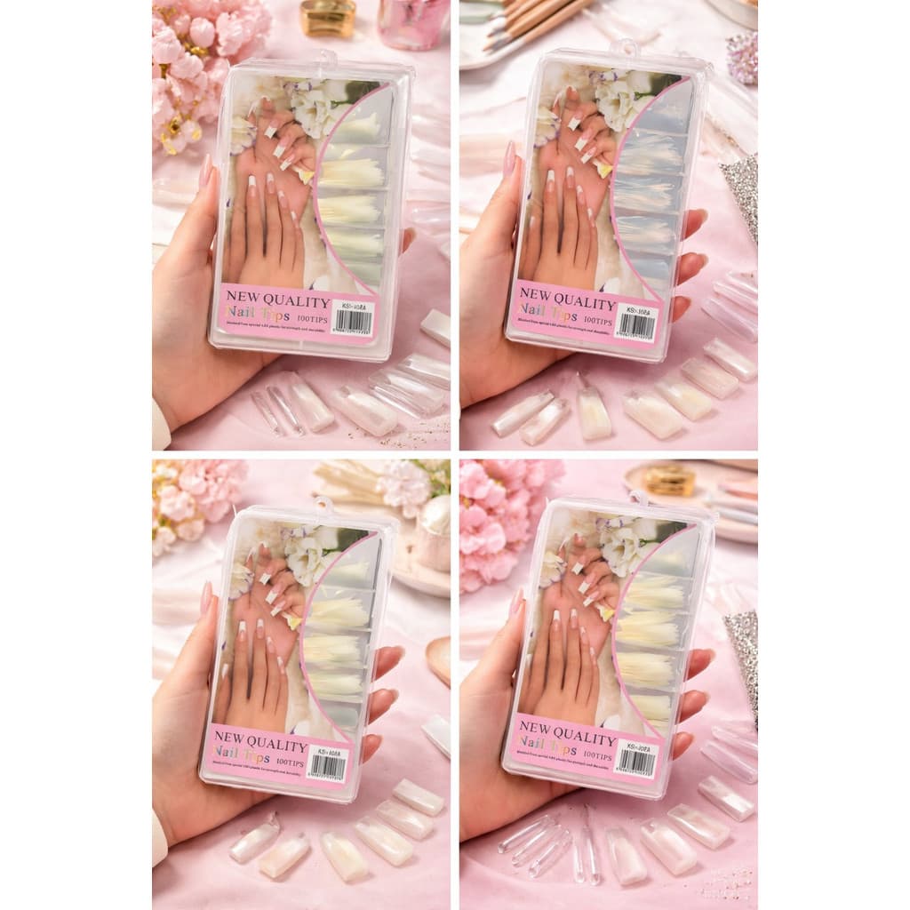 Unhas Postiças Quadradas Transparentes – Kit 100 Tips Profissionais