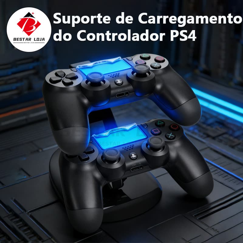 BESTAR LOJA  Suporte de Carregamento do Controlador PS4, Estação de Carregador Duplo USB com Indicador LED