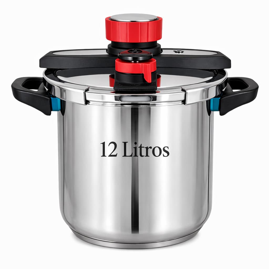 Panela de Pressão Inox 304 12 Litros Fundo Triplo Profissional Compatível com Todos Fogões