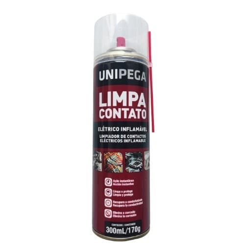 Limpa Contato Eletrico e Eletronico 300ml Unipega Para Pilha Bateria Placa de Circuitos Disjuntor