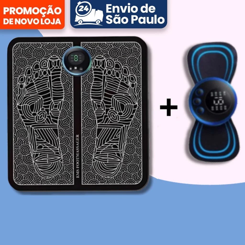 Kit Mini Massageador E Tapete Portátil Recarregável Dor Pescoço Coluna Pernas alívio da dor ferramen