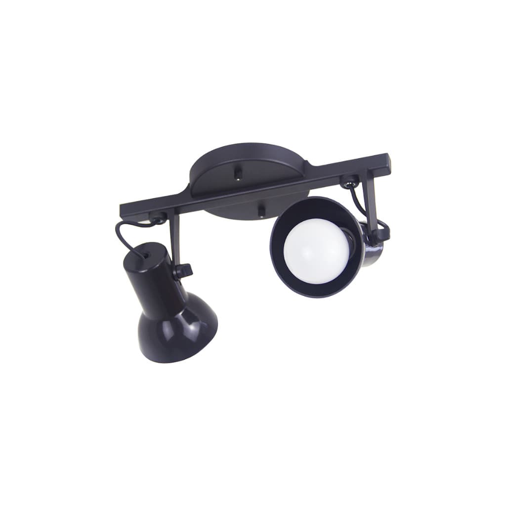 Luminaria de Teto Spot Trilho duplo 2 Sobrepor Direcionável E-27 Preto