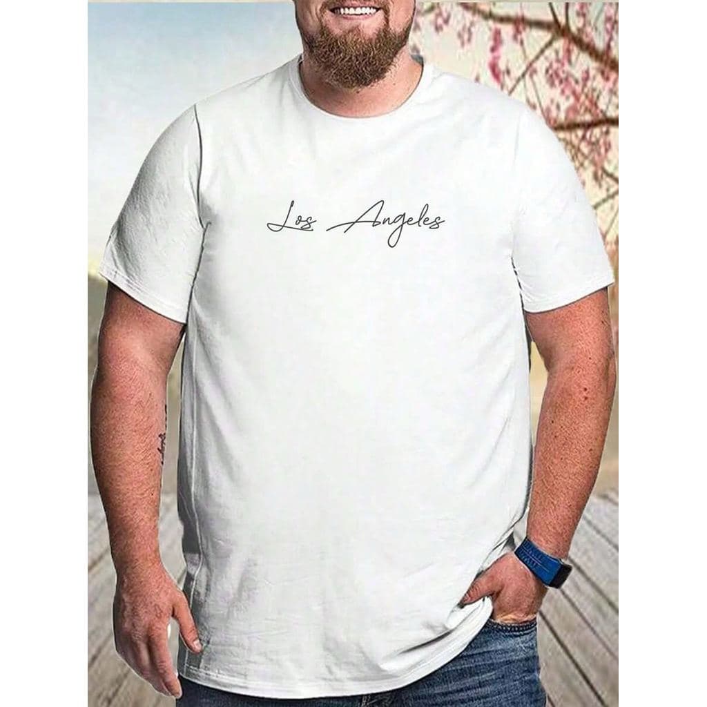Camiseta Plus Size Masculina Los Angeles letra grafica GG G1 G2 G3 Camisa Tamanho Grande 100% Algodão