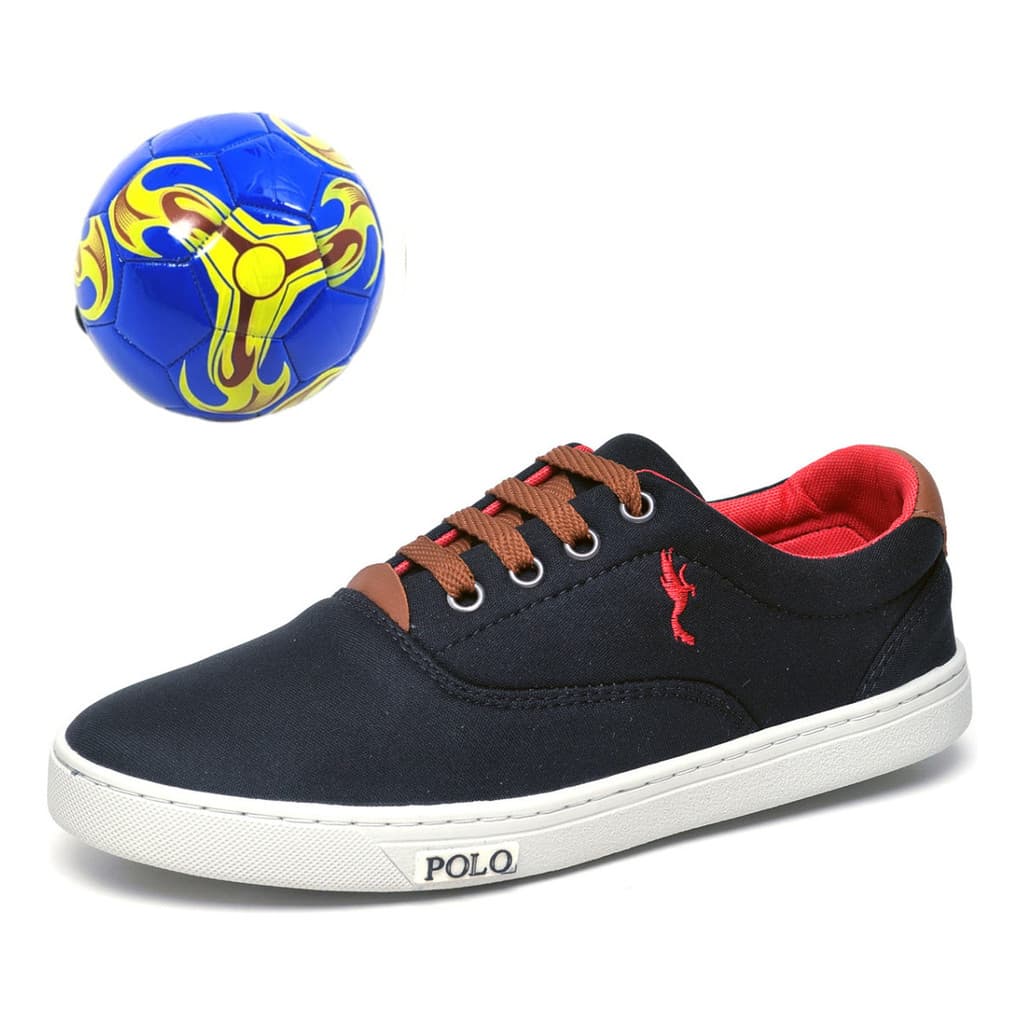 Kit Sapatênis Masculino Infantil Estiloso em Lona Dia a Dia + Bola do 27 ao 36