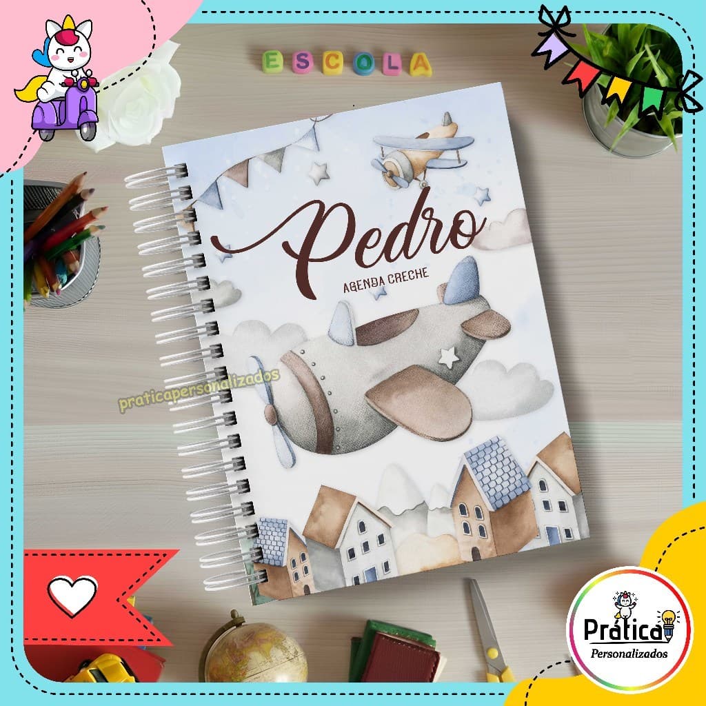 Caderno Agenda de Creche Infantil A5 Personalizada com Nome com nome | Comunicação Escola e Família