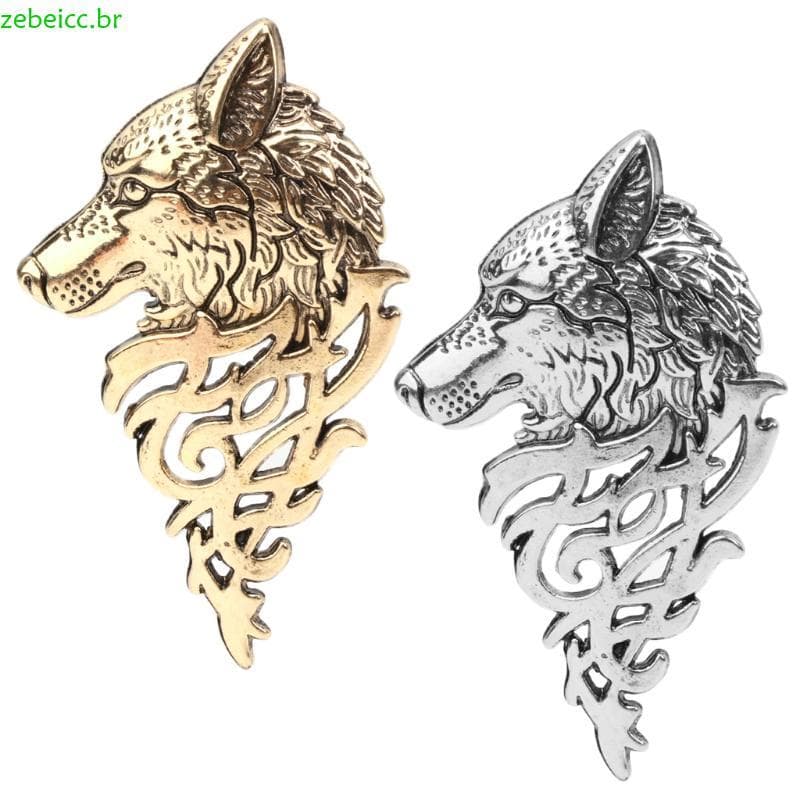 zebeicc Retro Europa Lobo Para Cabeça Crachá Broche Lapela Pin Homens Camisa Terno Acessório