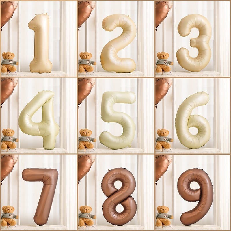 Balão Número Metalizado 75cm Creme Caramelo Chocolate Fosco Decoração Festa 32 Polegadas