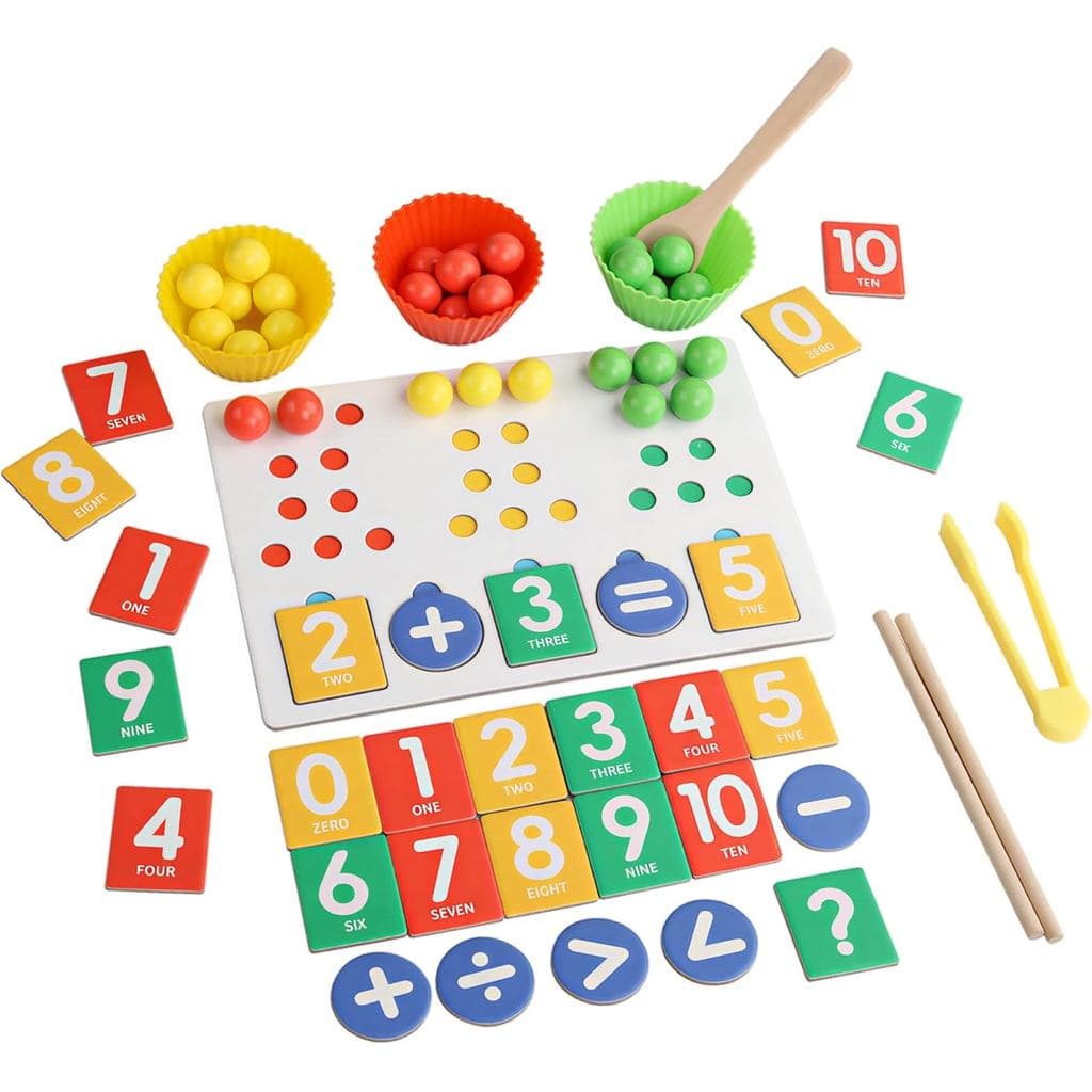 Brinquedos Educativos De Madeira Para Crianças , Jogo De Matemática De Classificação E Contagem De Cores Com Braçadeira
