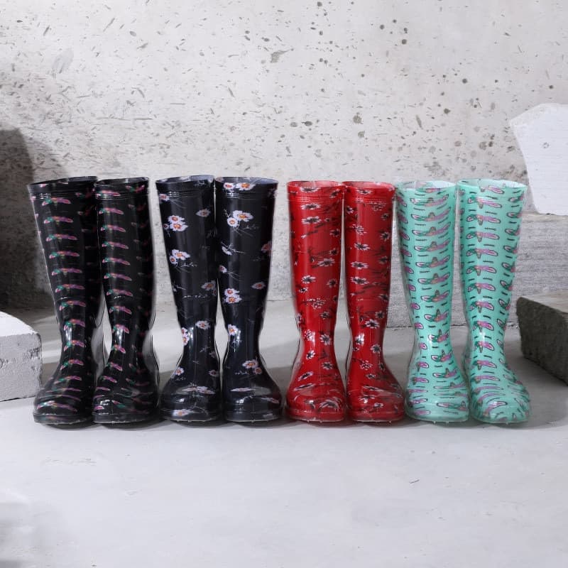 Botas de Chuva Femininas QOV2 Botas Altas para Adultos Antiderrapantes e Resistentes ao Desgaste Fundo de Água Tubo de B