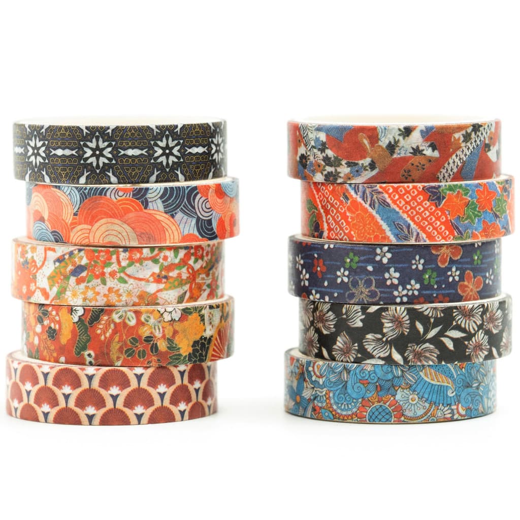Direto do Japão Produtos Japoneses SelecionadosConjunto de 10 rolos de fita washi Songdao em estilo ukiyo-e｜Fita adesiv