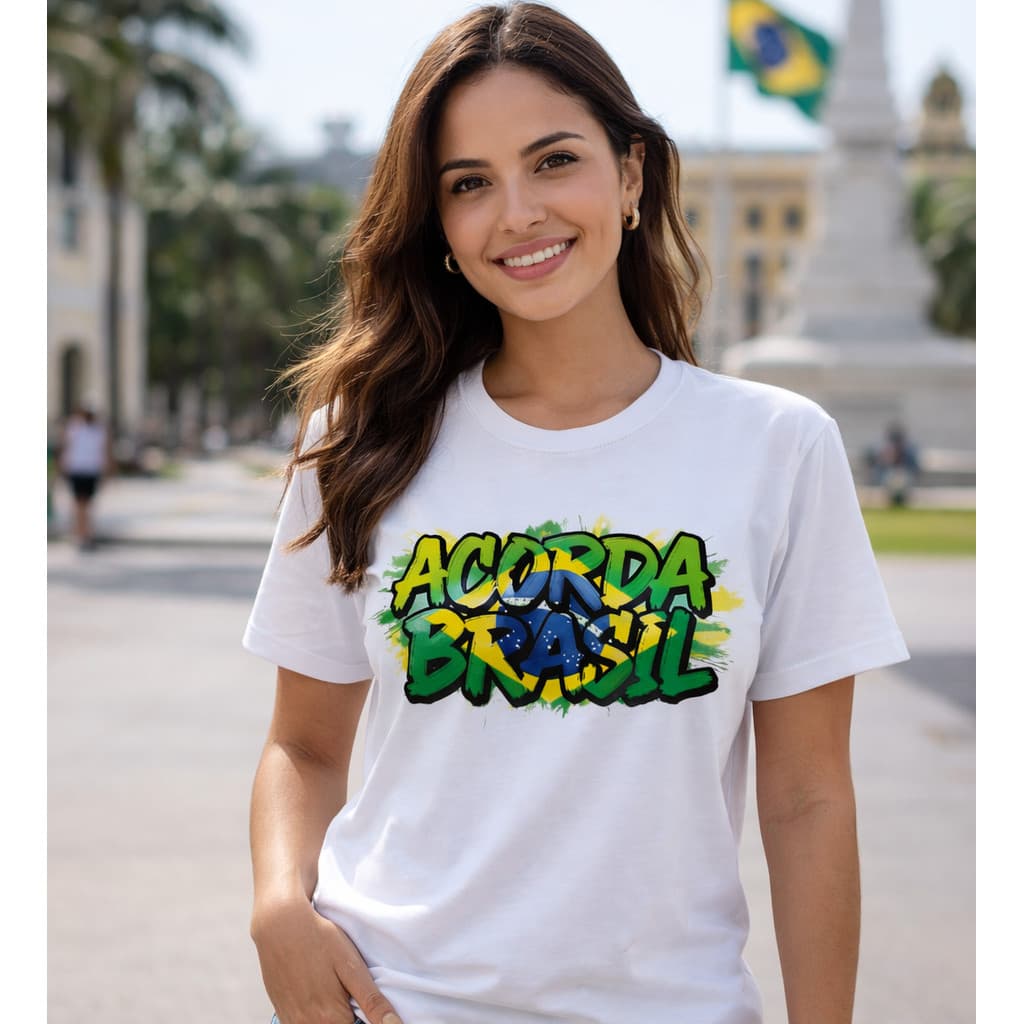 Camiseta Acorda Brasil Nikolas Ferreira Camisa Unissex Brasil Manifestação Direita Deus Patria envio rapido