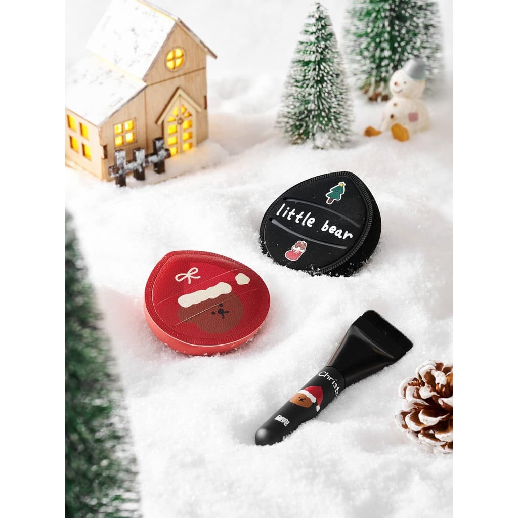 Estrela bolso natal limitado puff conjunto Marshmallow puff base plana escova almofada de ar puff fundação conjunto espe