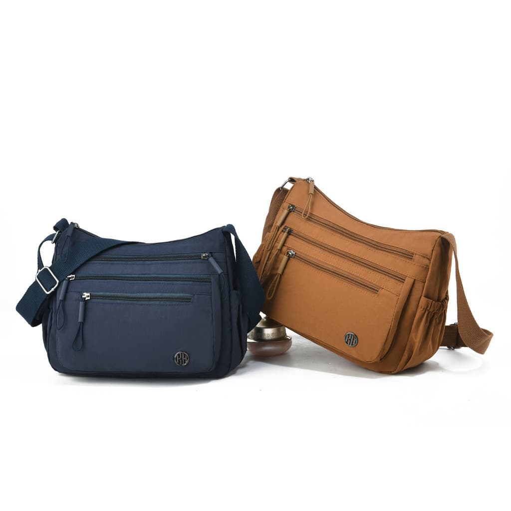 Bolsa Feminina Transversal Casual Impermeável Nylon Tiracolo Qualidada Com 5 Zíper JZ