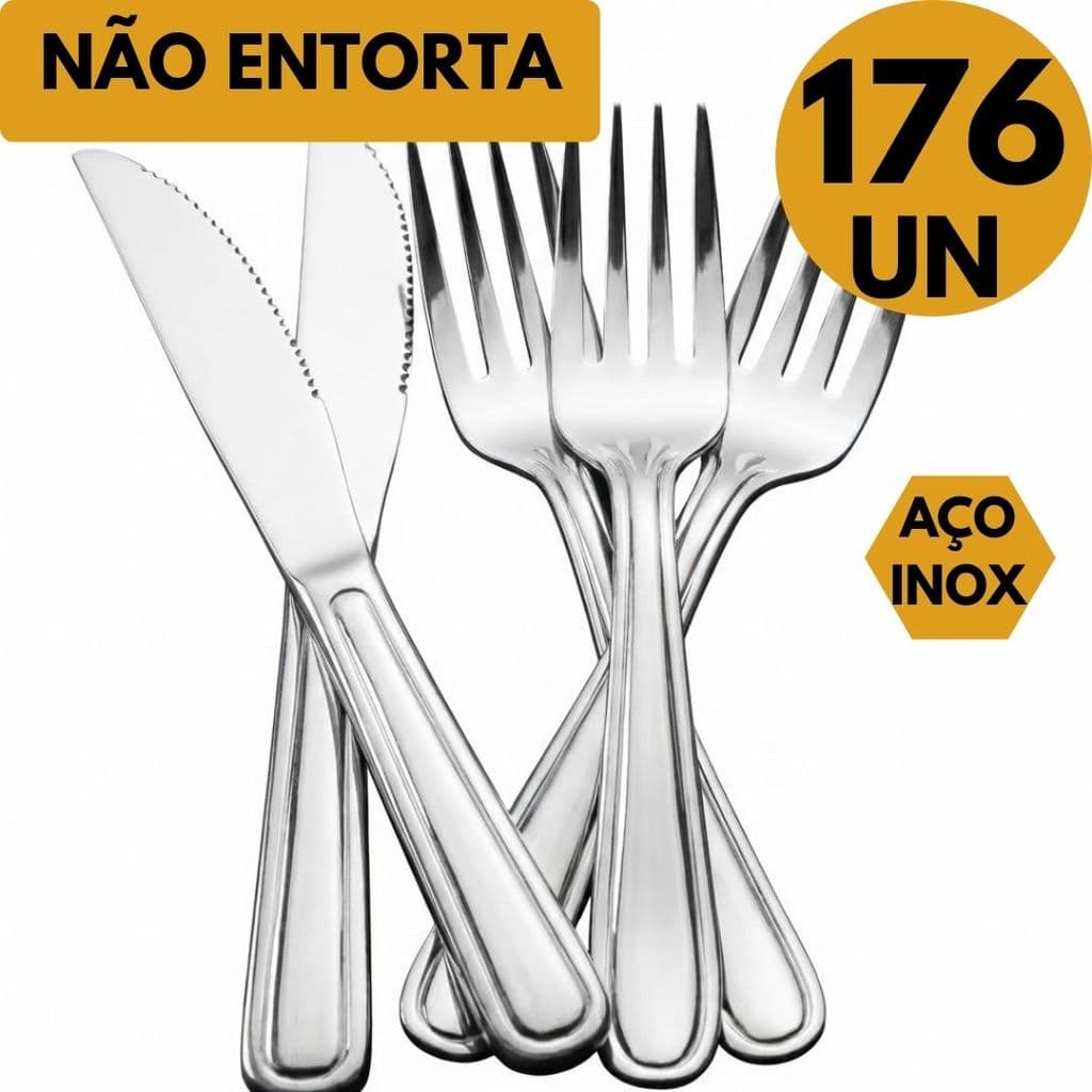 Talheres Aço Inox 176/150/126/100 UN Não Enferruja  Não Entorta  Restaurante Buff Lachonete Casa