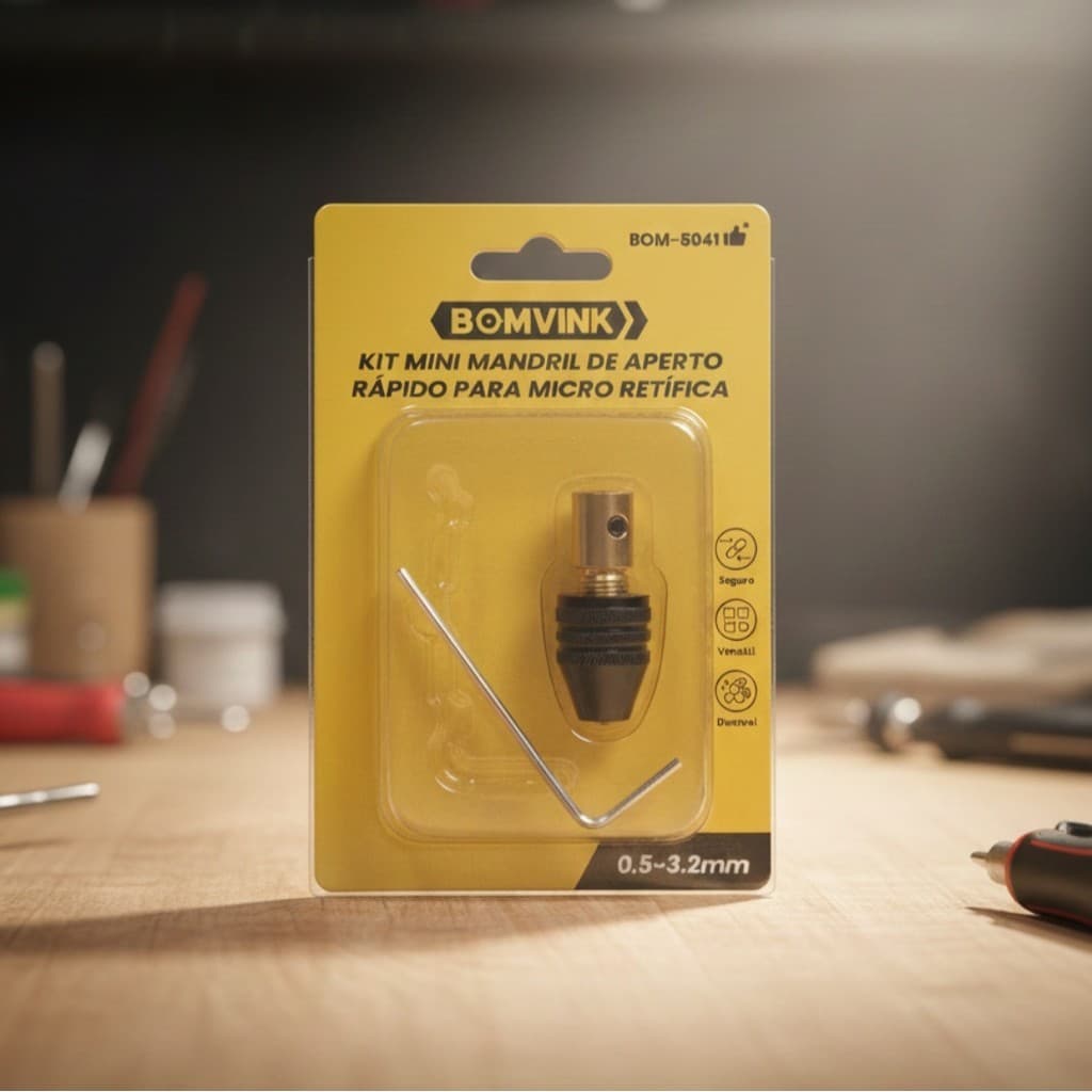 Aperto Rápido para Micro Retífica – Mini Mandril M8, Troca Ágil de Acessórios