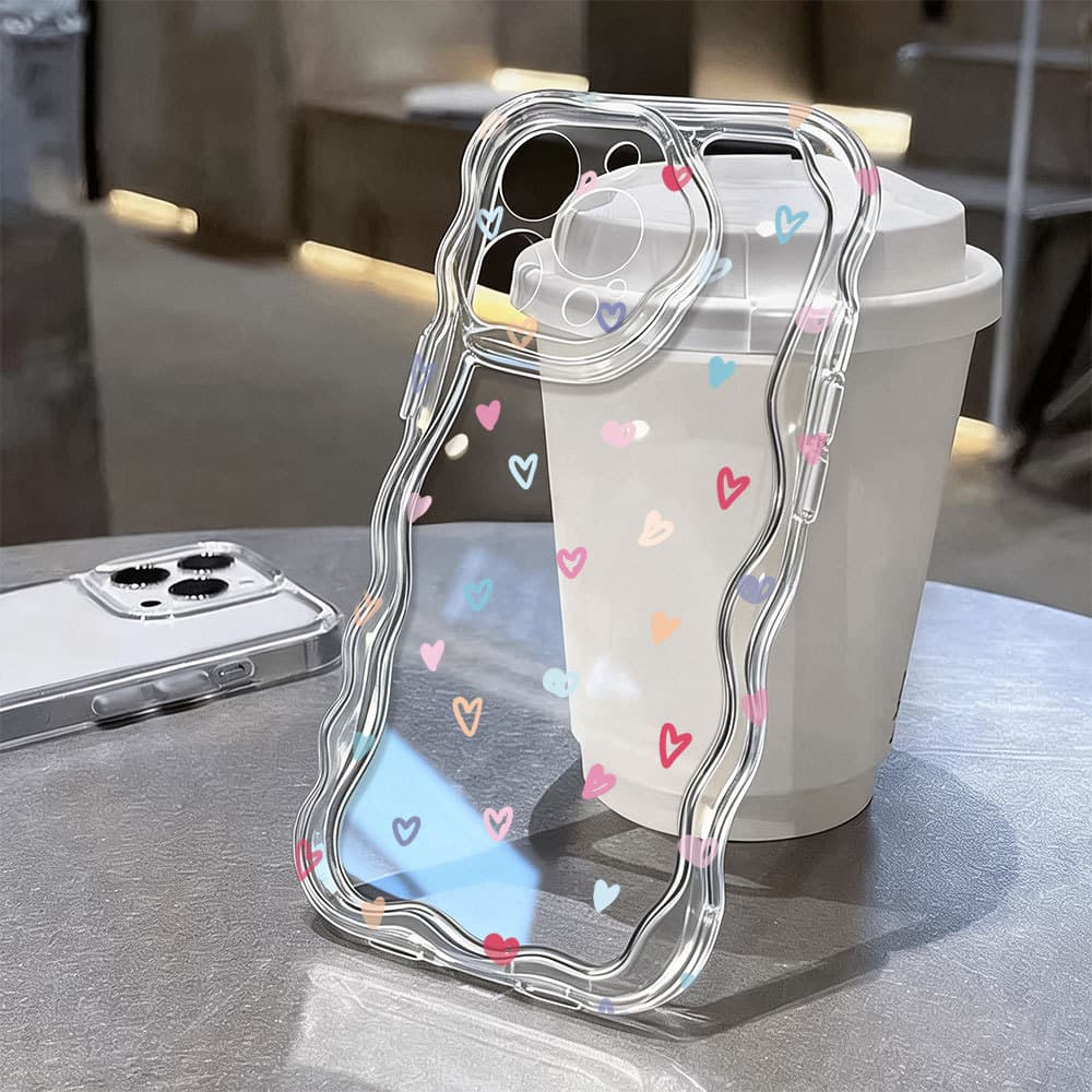 Coração Colorido Amor Capinha Para IPhone 17 16 15 14 13 12 11 Plus Pro Max Ar Normal Capa Silicone Anti-impacto Caso De