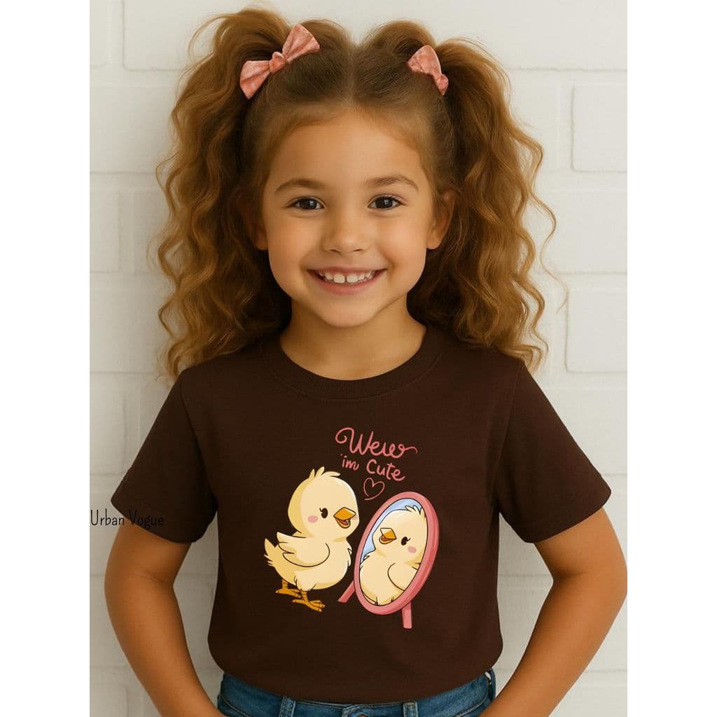 Camiseta Infantil menina Pato se olhando no espelho