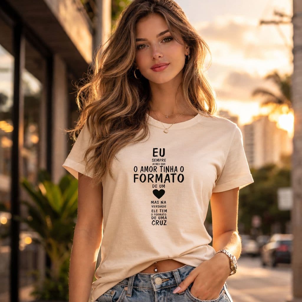 Camiseta Gospel Feminina Mensagem Bíblica Minimalista Roupa Cristã Moderna Estilosa