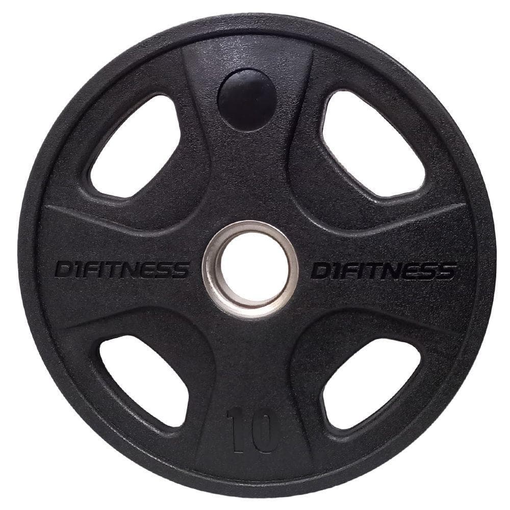 Anilha D1FITNESS Emborrachada 10kg 4 Grips Preto