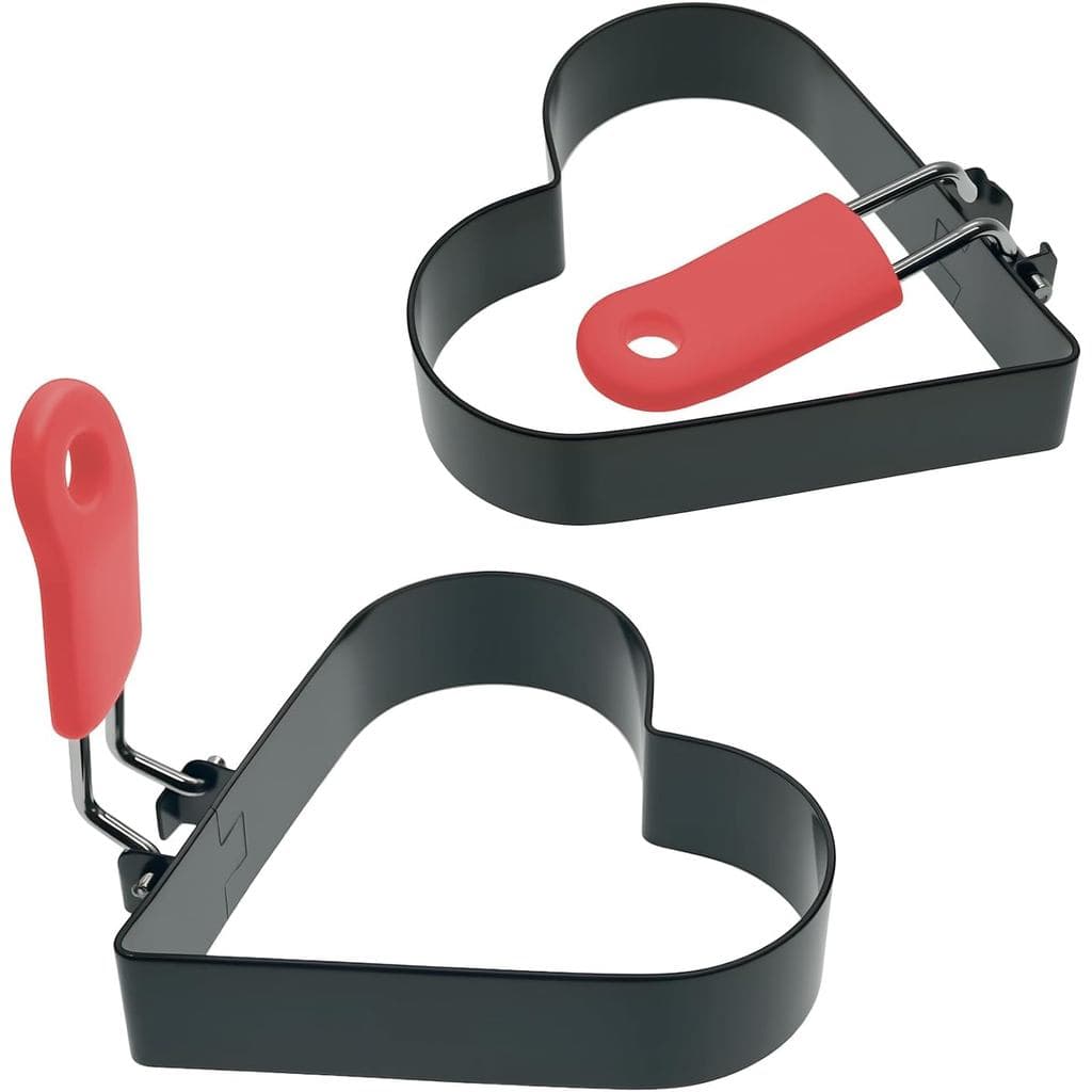 Forma para Bolo em Forma de Coração de 3,5" com Cabo de Silicone, Formas para Cozinhar Ovos em Forma de Coração, Muffins
